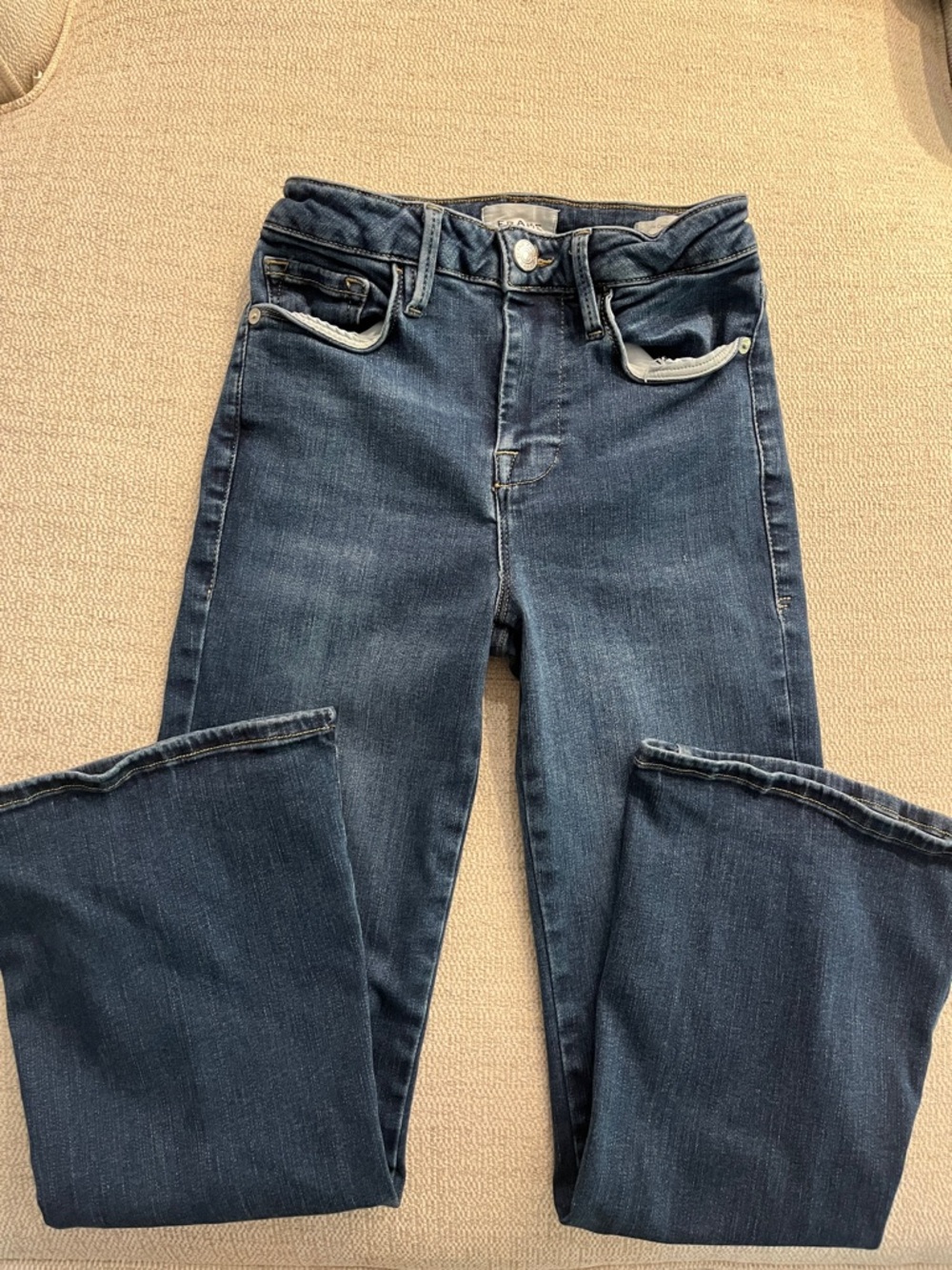 Frame Denim Dark Blue Crop Mini Boot Jeans